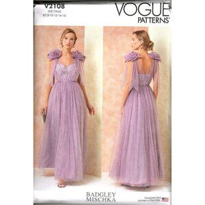 Vogue V2108 Misses 8 to 16 Badgley Mischka Formal Gown Uncut Sewing Pattern